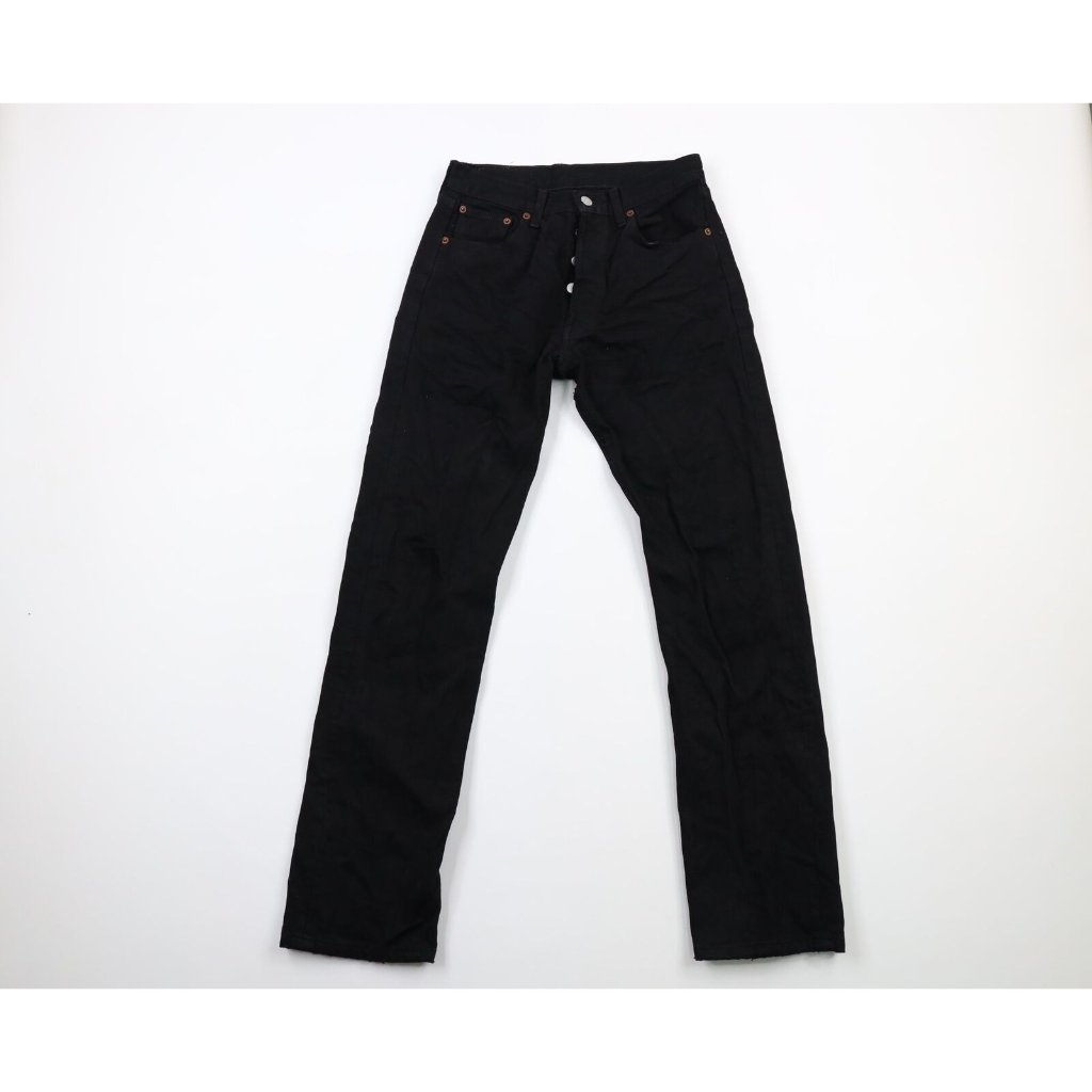 Vintage 90s Levis 501xx 28x32 Distressed Button Fly Original Fit Jeans Black Usa